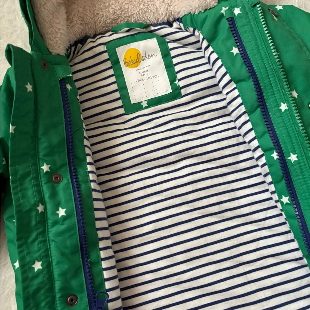 Precious Baby Boden Green Star Jacket with Animal Appliqués - Picture 3 of 5